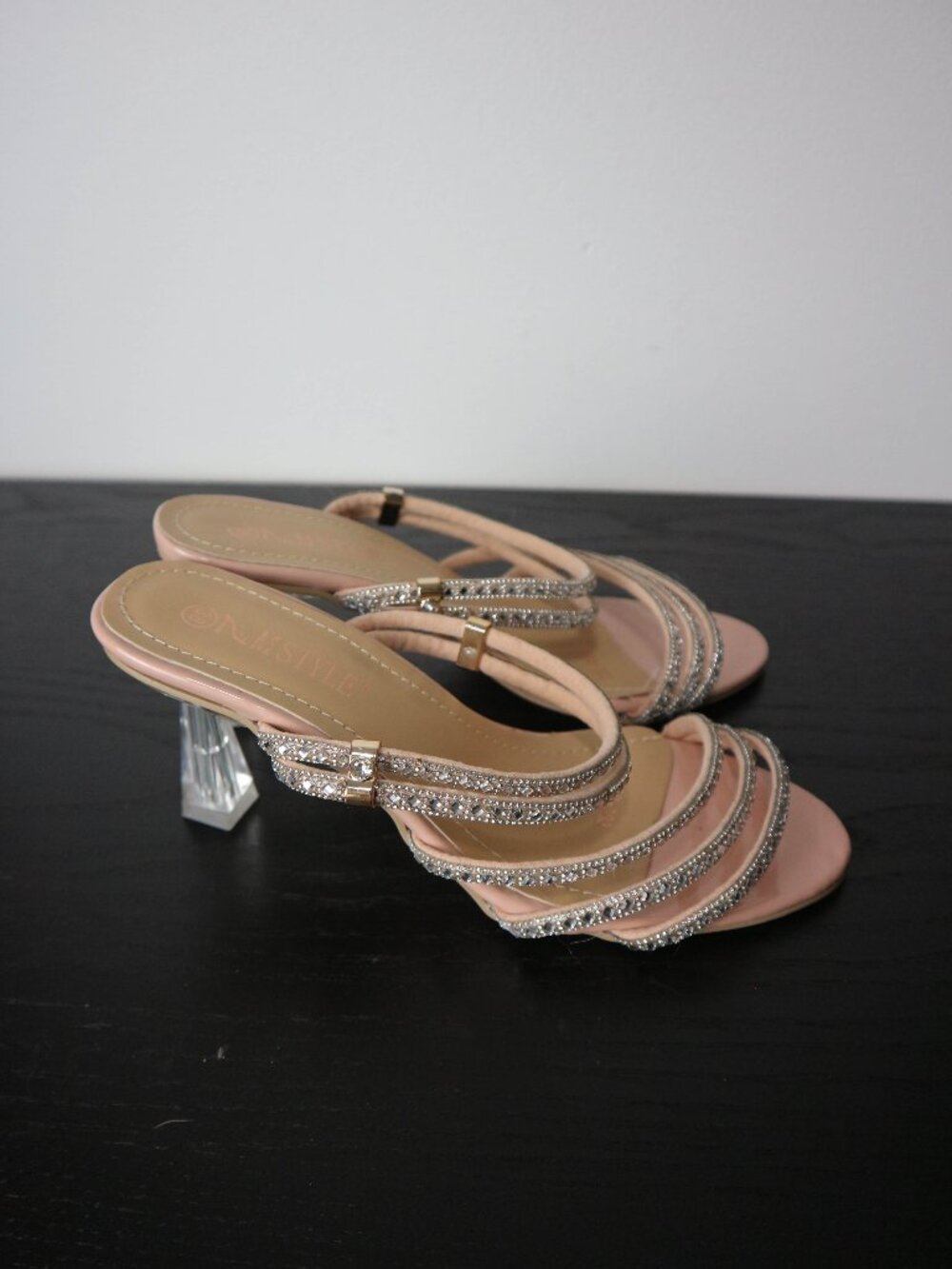 MStyle Womens Heels Rhinestone Embellished Pink Stiletto Size 36 US 6